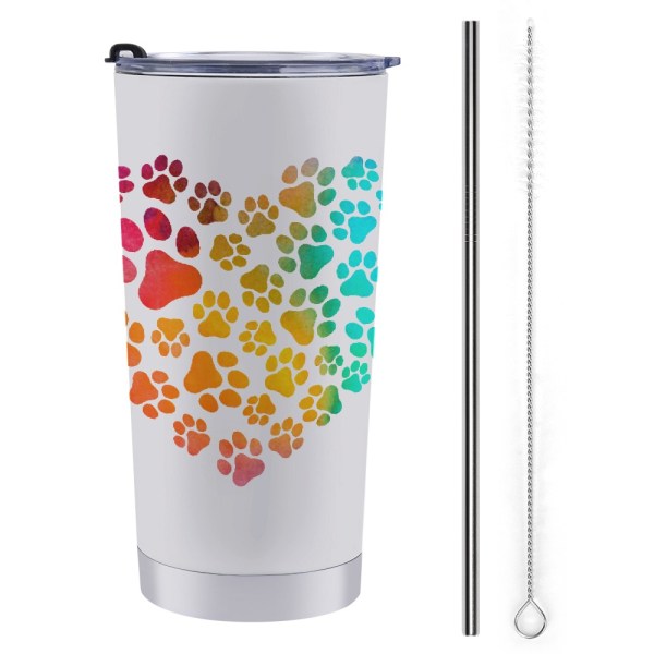 508585319 Rainbow Paws 20oz Stainless Steel Tumbler
