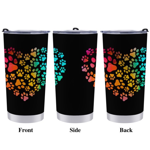 508585327 Rainbow Paws 20oz Stainless Steel Tumbler