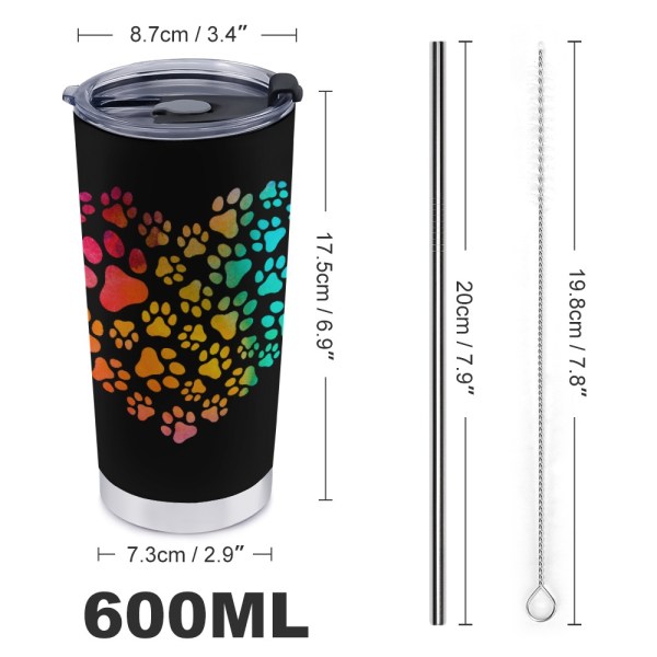 508585328 Rainbow Paws 20oz Stainless Steel Tumbler