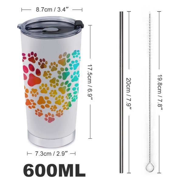 508585321 Rainbow Paws 20oz Stainless Steel Tumbler