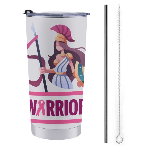510613409 Warrior 20oz Stainless Steel Tumbler (Breast Cancer Awareness)