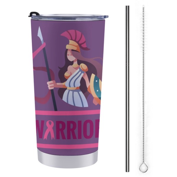 510613423 Warrior 20oz Stainless Steel Tumbler (Breast Cancer Awareness)