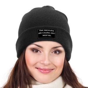 510721979 The Mountains Are Calling Knitted Beanie